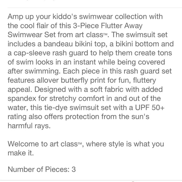 NEW Art Class butterfly print girls bikini top - Picture 3 of 4